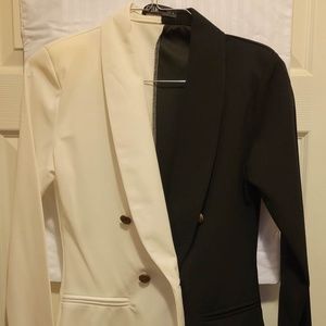 LADIES MIXED BLACK/WHITE DOUBLE BREASTED BLAZER